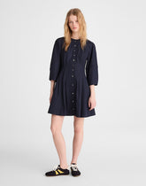 Sculptural-Sleeve Pleated Mini Dress CLASSIC NAVY