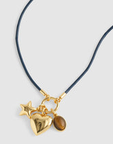 Heart Charm Cord Necklace ANTIQUE GOLD