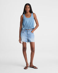 Airy Denim Scoopneck Peplum Top LIDO WASH