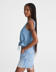 Airy Denim Scoopneck Peplum Top LIDO WASH
