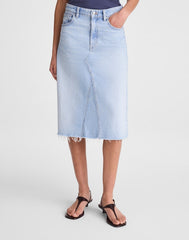 Denim Midi Skirt in Foster Wash FOSTER WASH