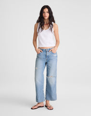 Short Low-Slung Baggy Crop Jeans LARSON WASH