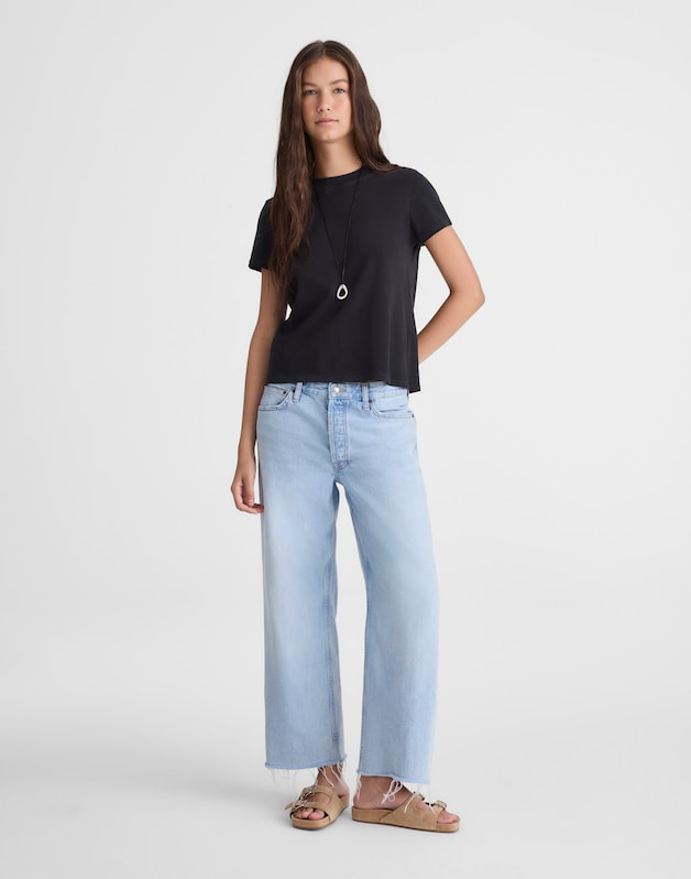 Short Low-Slung Baggy Crop Jeans in Foster Wash FOSTER WASH