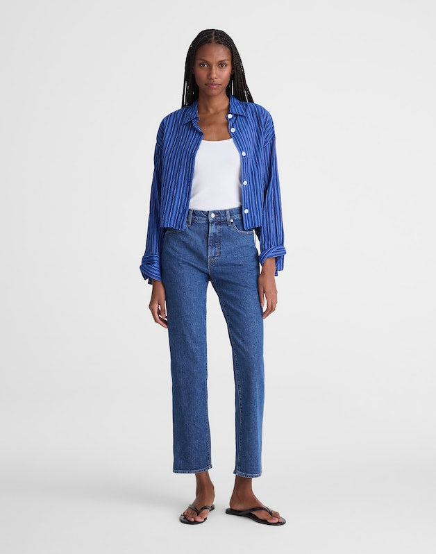 The Short Longline Straight Crop Jean MARINA BLUE