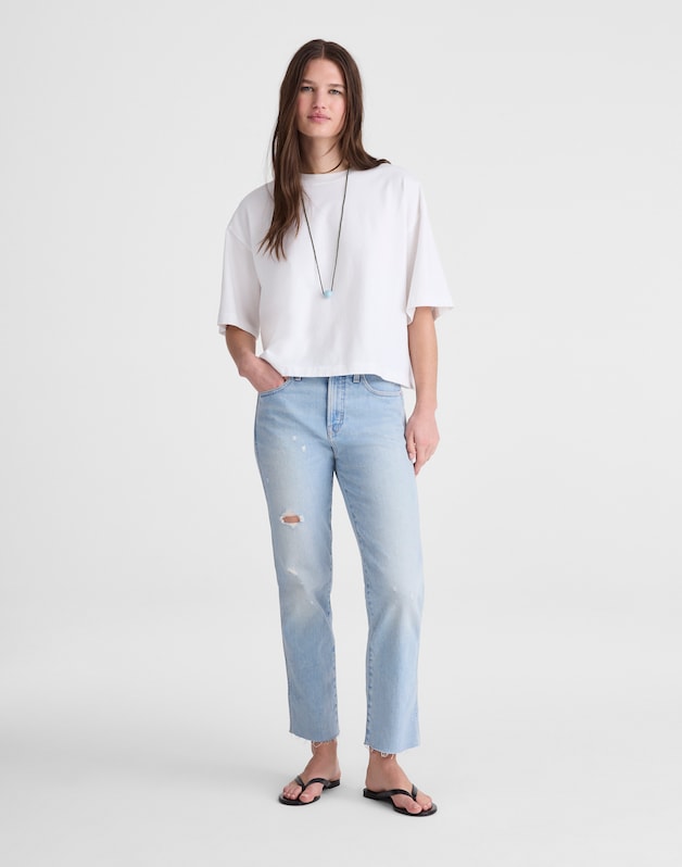 The Petite Longline Straight Crop Jean in Foster Wash FOSTER WASH