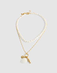 Madewell x Shopbop Beaded Shell Necklace Set ANTIQUE GOLD