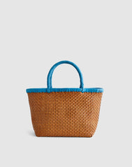 The Signature Woven Mini Tote TROPICALBLUE GOLDEN TAN