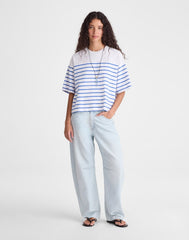 The Boxy Crop Tee in Allday Jersey RETRO BLUE