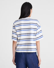 The Easy Crewneck Short-Sleeve Tee VARIEGATED SLUB STRIPE