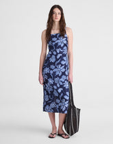 Ruched Squareneck Sleeveless Midi Dress CLASSIC INDIGO
