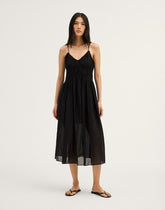 Ruched V-Neck Sleeveless Maxi Dress JET BLACK