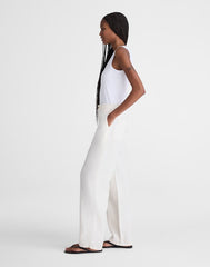 The Short Zoe Relaxed Straight Pant in 100% Linen IVORY LINEN