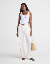 The Short Zoe Relaxed Straight Pant in 100% Linen IVORY LINEN