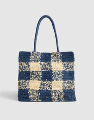 Handwoven Oversized Tote NAVY MULTI