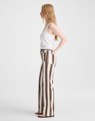 The Emmy Wide-Leg Pant DARK BROWN STRIPE