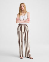 The Short Emmy Wide-Leg Pant DARK BROWN STRIPE