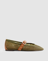 The Remy Mary Jane Flat in Mesh SAFARI KHAKI MULTI