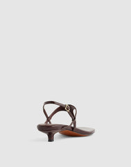 The Chiara Kitten Heel Slingback Sandal in Crinkled Leather ESPRESSO BEAN
