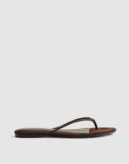 The Iggy Braided Thong Sandal in Suede & Leather DARK CAROB