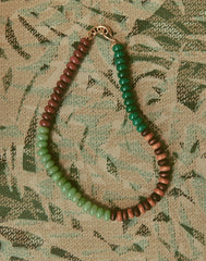 Semiprecious Wood Beaded Choker Necklace ANTIQUE GOLD