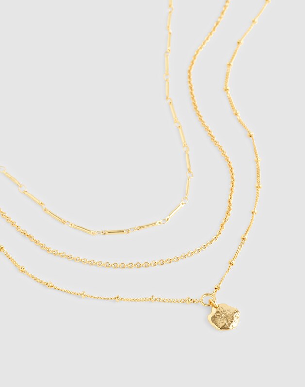 Three-Pack Sand Dollar Necklace Set ANTIQUE GOLD