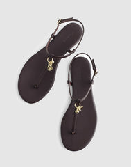 Madewell x Shopbop Iggy Charm T-Strap Sandal in Leather COFFEE BEAN