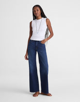 The Short Wide-Leg Jean in Super Stretch Denim DEEP OCEAN WASH