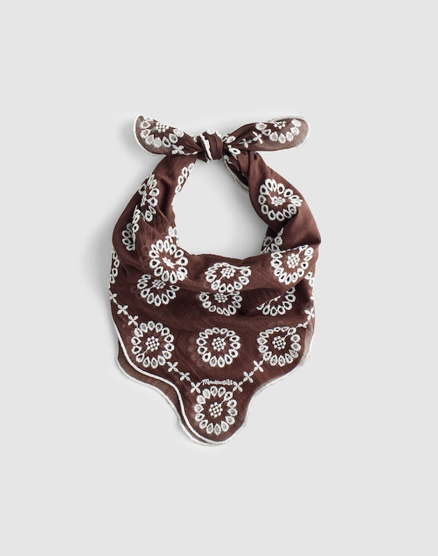 Organic Cotton Eyelet Bandana DARK BROWN