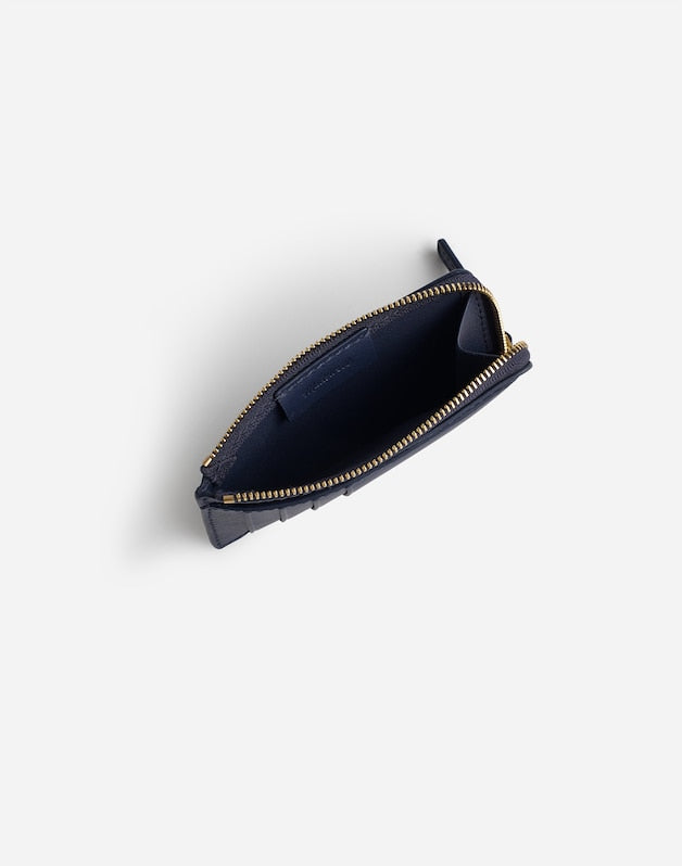 The Zip Card Case Wallet in Waxed Leather NIGHTTIME