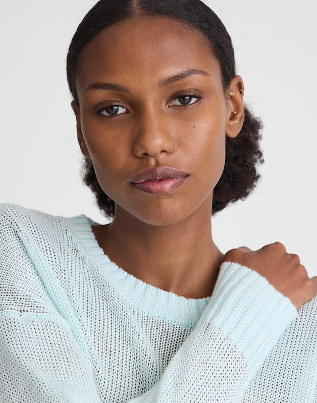 Linen Drop-Shoulder Sweater LIGHT TURQUOISE