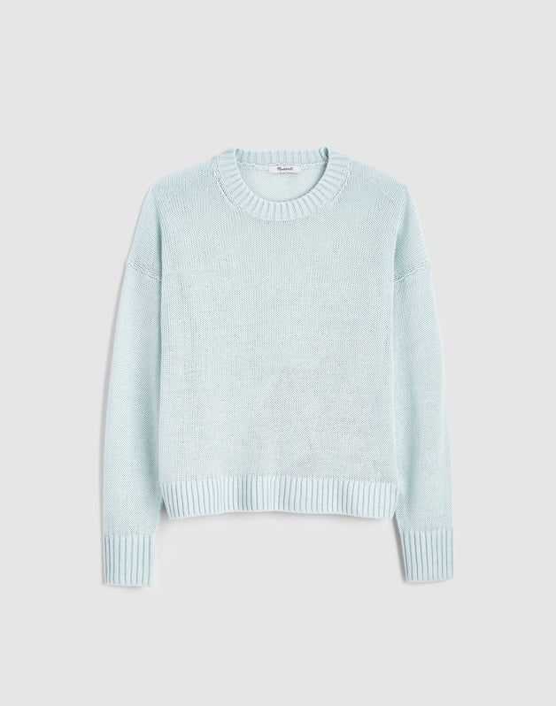Linen Drop-Shoulder Sweater LIGHT TURQUOISE