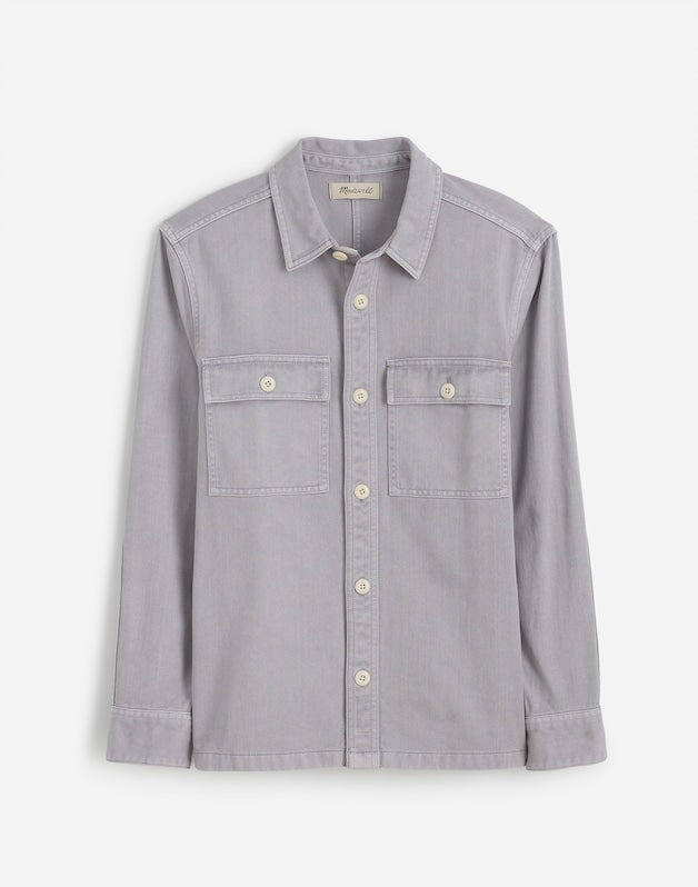 Garment-Dyed Straight-Hem Work Shirt FADED LAVENDER