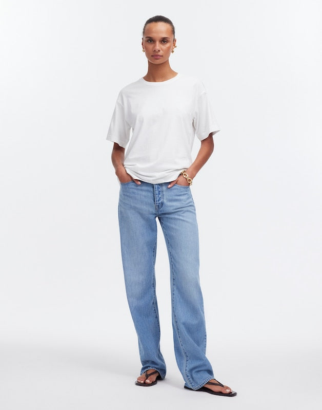 Cotton Relaxed Oversized Tee EYELET WHITE
