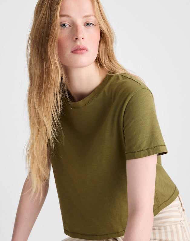 The Easy Crop Crewneck Tee in Soft Slub CHATEAU OLIVE