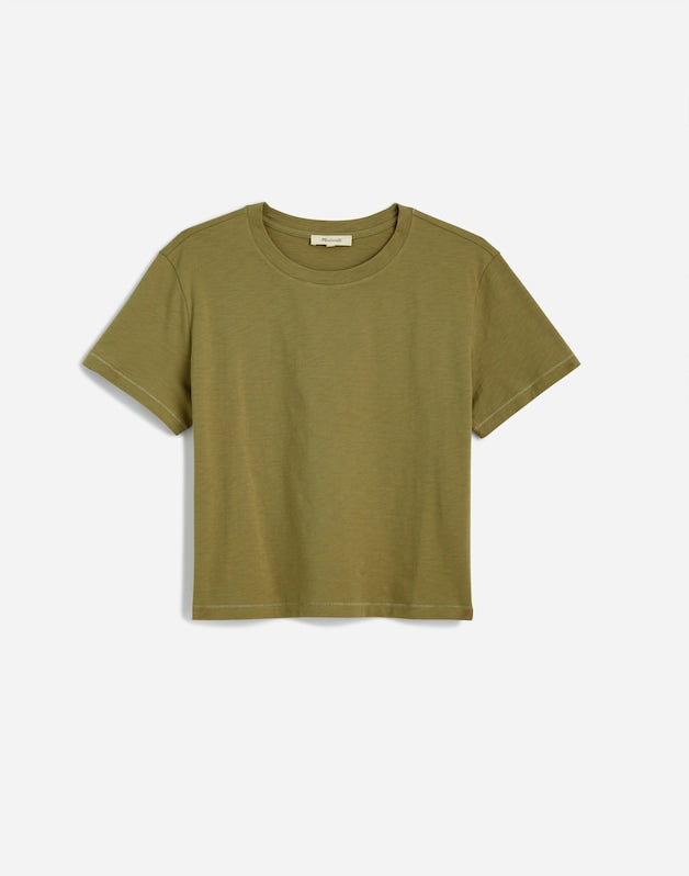 The Easy Crop Crewneck Tee in Soft Slub CHATEAU OLIVE