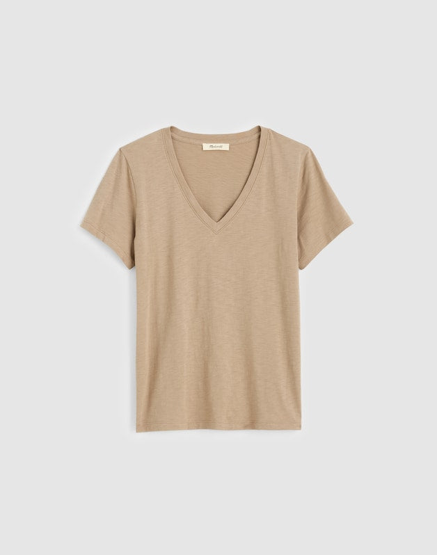 The Easy V-Neck Tee in Soft Slub WET STONE