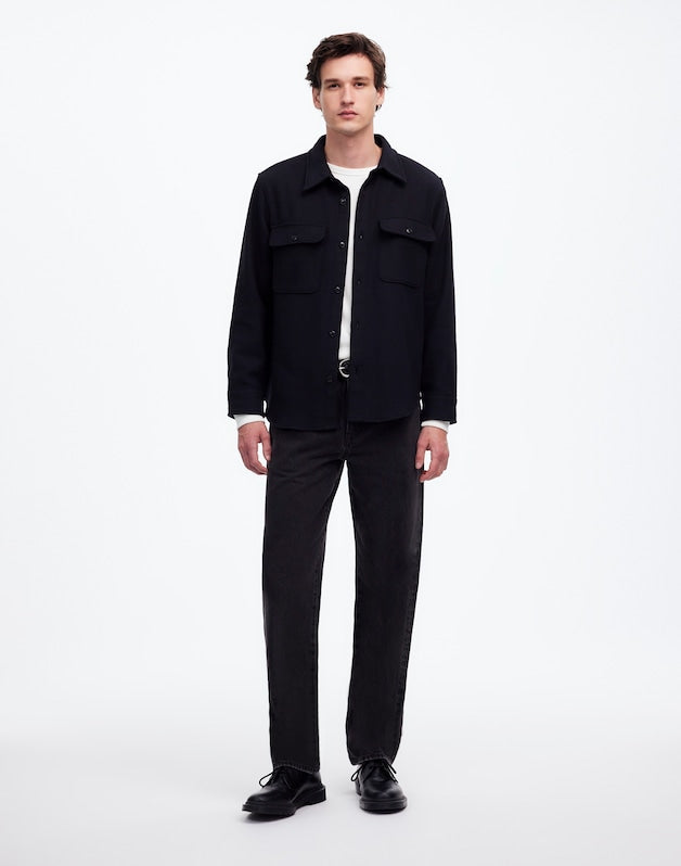 Brushed Easy Shirt-Jacket in Italian Fabric TRUE BLACK