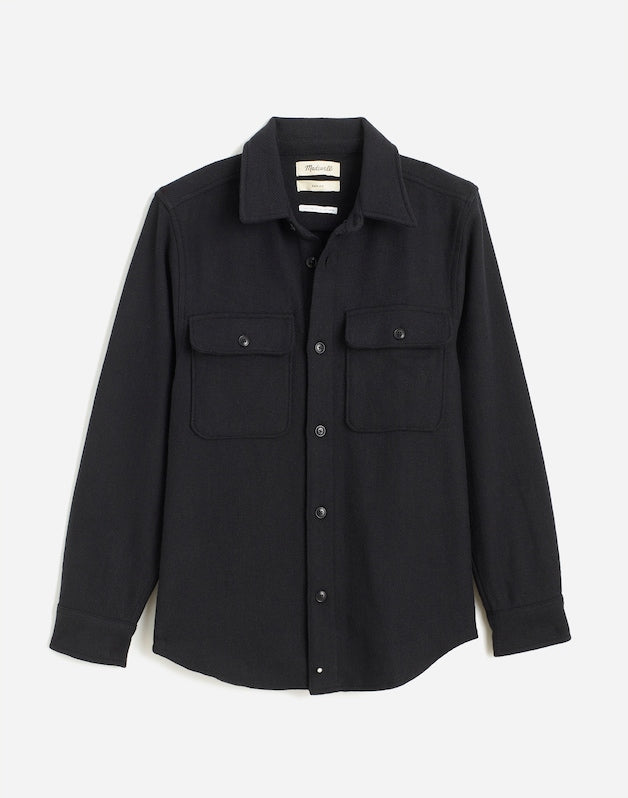 Brushed Easy Shirt-Jacket in Italian Fabric TRUE BLACK