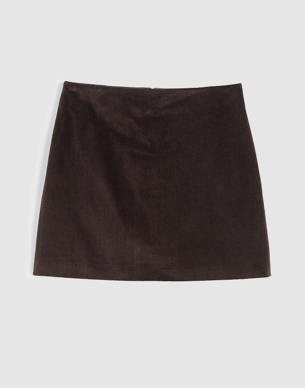 Corduroy Mini Skirt BLACK WALNUT