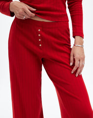 Madewell x LESET Pointelle Perfect Tee &amp; Pant Set CHERRY