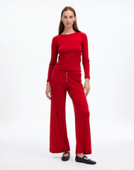 Madewell x LESET Pointelle Perfect Tee &amp; Pant Set CHERRY