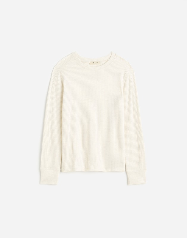 Ribbed Crewneck Long-Sleeve Tee HTHR CREAM