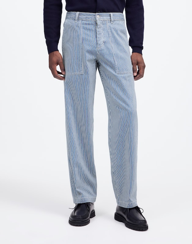 Baggy Surplus Pants in Indigo Engineer Stripe ROCKAWAY STRIPE