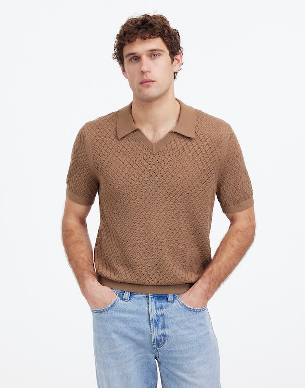 Diamond Pointelle Stitch Sweater Polo CARGO