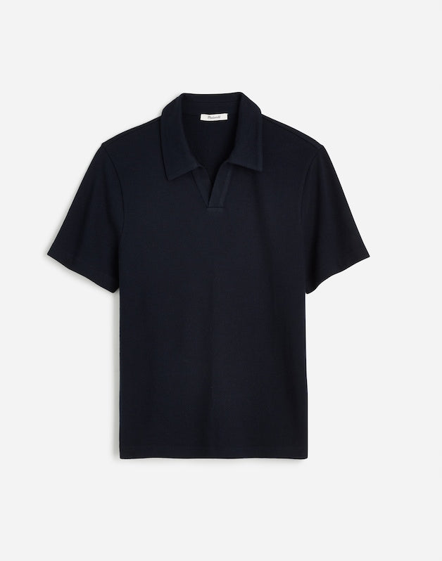 Johnny-Collar Polo in Heavyweight Mesh DARK NAVY