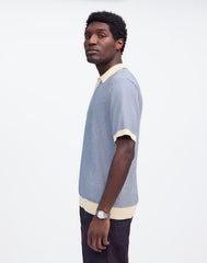 Tuck Stitch Johnny-Collar Sweater Polo DOVE