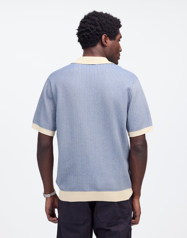 Tuck Stitch Johnny-Collar Sweater Polo DOVE