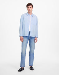 Straight-Hem Cotton Button-Up Shirt WHISPER BLUE