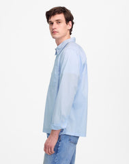 Straight-Hem Cotton Button-Up Shirt WHISPER BLUE