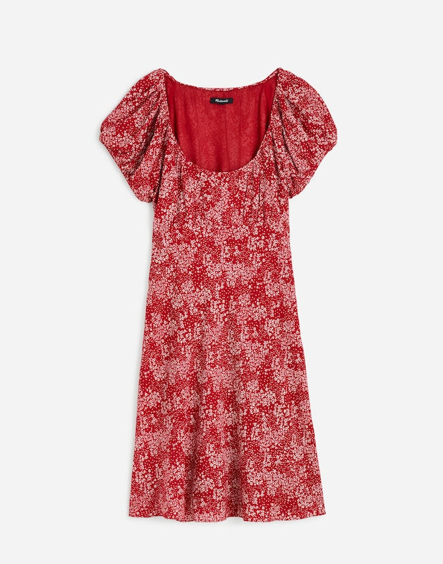 Ruched Scoopneck Mini Dress in Floral HARPER FLORAL RED WHITE
